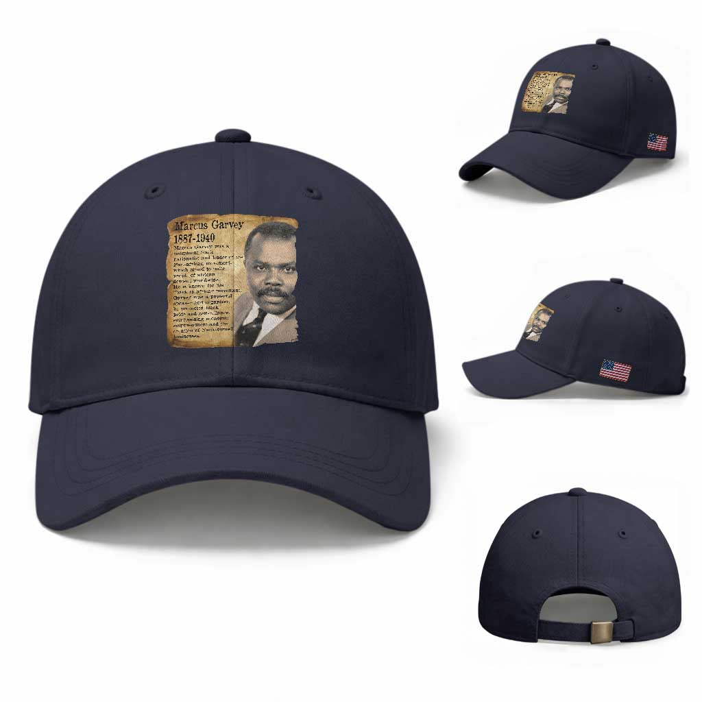 Marcus Garvey Baseball Cap Strong Black History Leader TS12 Baseball Cap Universal Fit Navy Print Your Wear