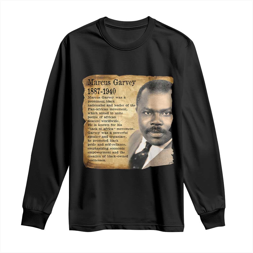 Marcus Garvey Long Sleeve Shirt Strong Black History Leader TS12 Black Print Your Wear