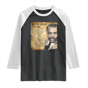 Marcus Garvey Raglan Shirt Strong Black History Leader TS12 Black White Print Your Wear