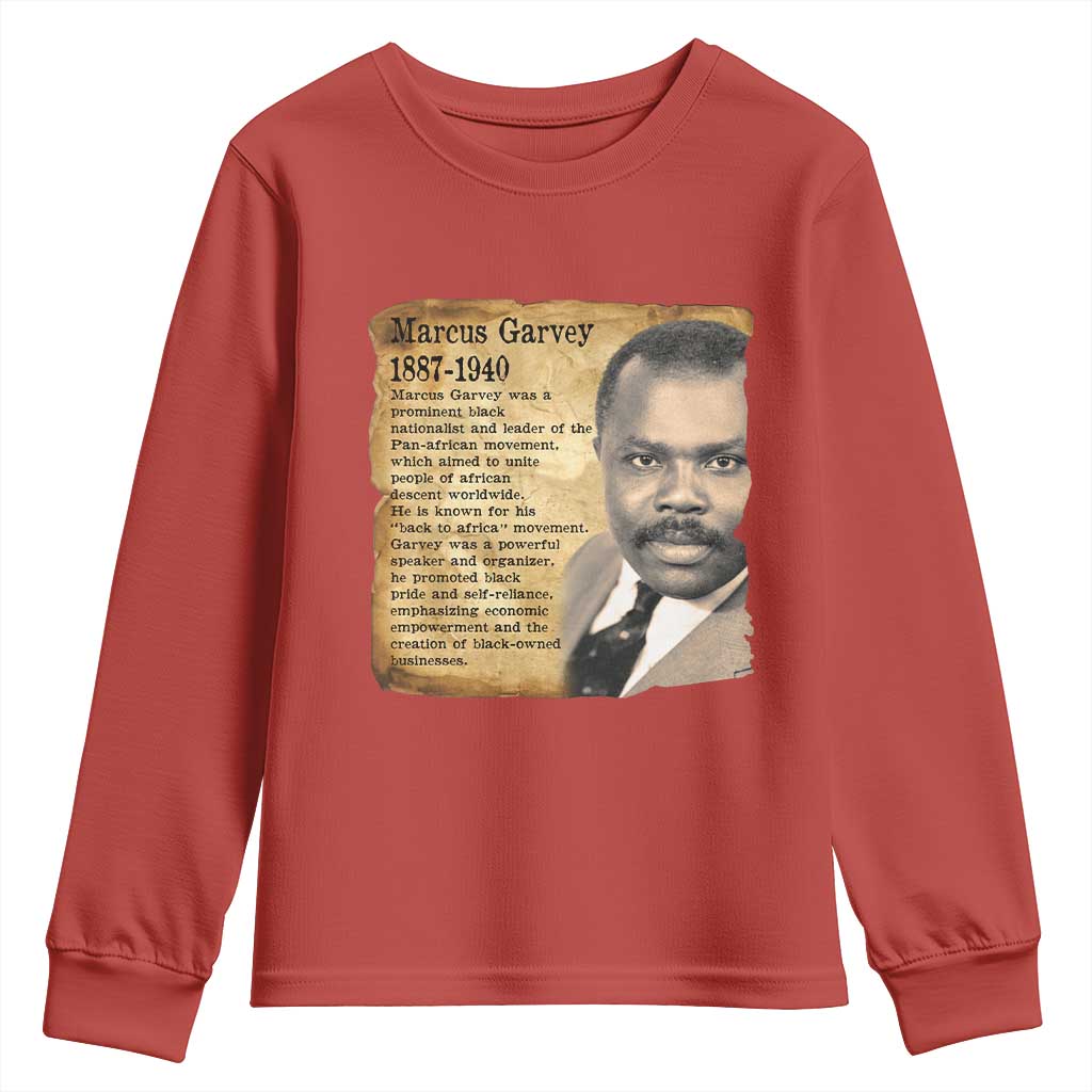 Marcus Garvey Youth Sweatshirt Strong Black History Leader TS12 Red Print Your Wear