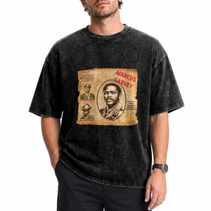 Marcus Garvey Washed Cotton T-Shirt First National Hero Of Jamaica Legacy