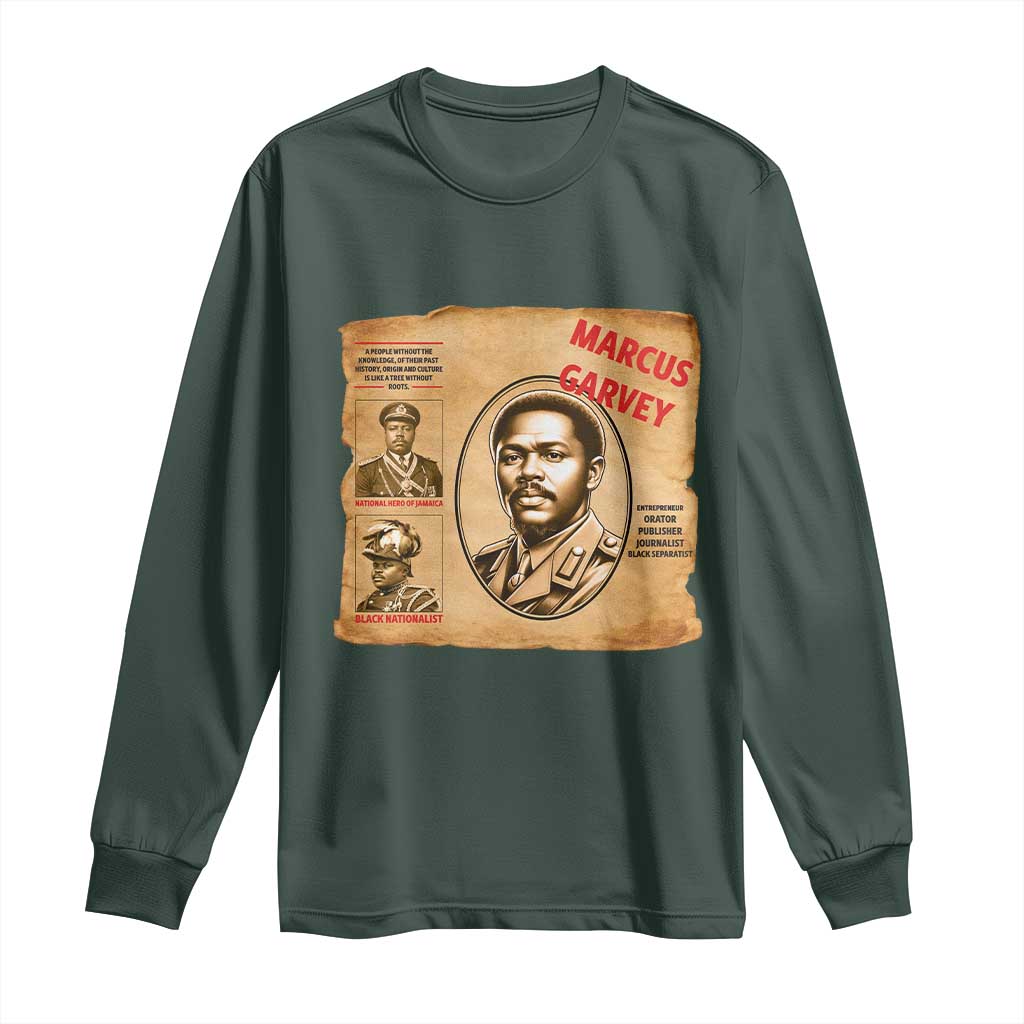 Marcus Garvey Long Sleeve Shirt First National Hero Of Jamaica Legacy TS12 Dark Forest Green Print Your Wear