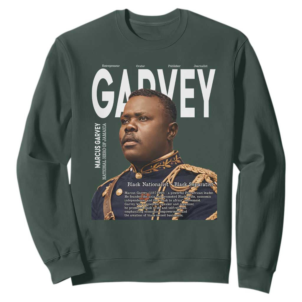 Vintage Black History Hero Marcus Garvey Sweatshirt Black Pride TS12 Dark Forest Green Print Your Wear