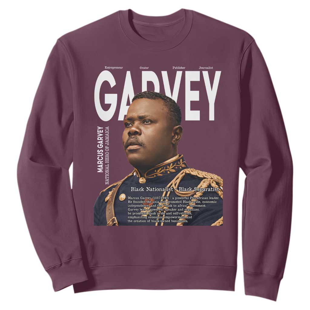Vintage Black History Hero Marcus Garvey Sweatshirt Black Pride TS12 Maroon Print Your Wear