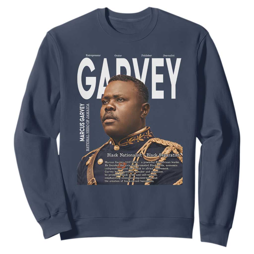 Vintage Black History Hero Marcus Garvey Sweatshirt Black Pride TS12 Navy Print Your Wear