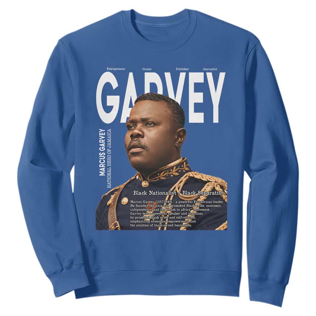 Vintage Black History Hero Marcus Garvey Sweatshirt Black Pride TS12 Royal Blue Print Your Wear