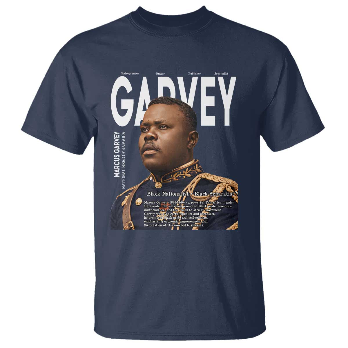 Vintage Black History Hero Marcus Garvey T Shirt Black Pride TS12 Navy Print Your Wear