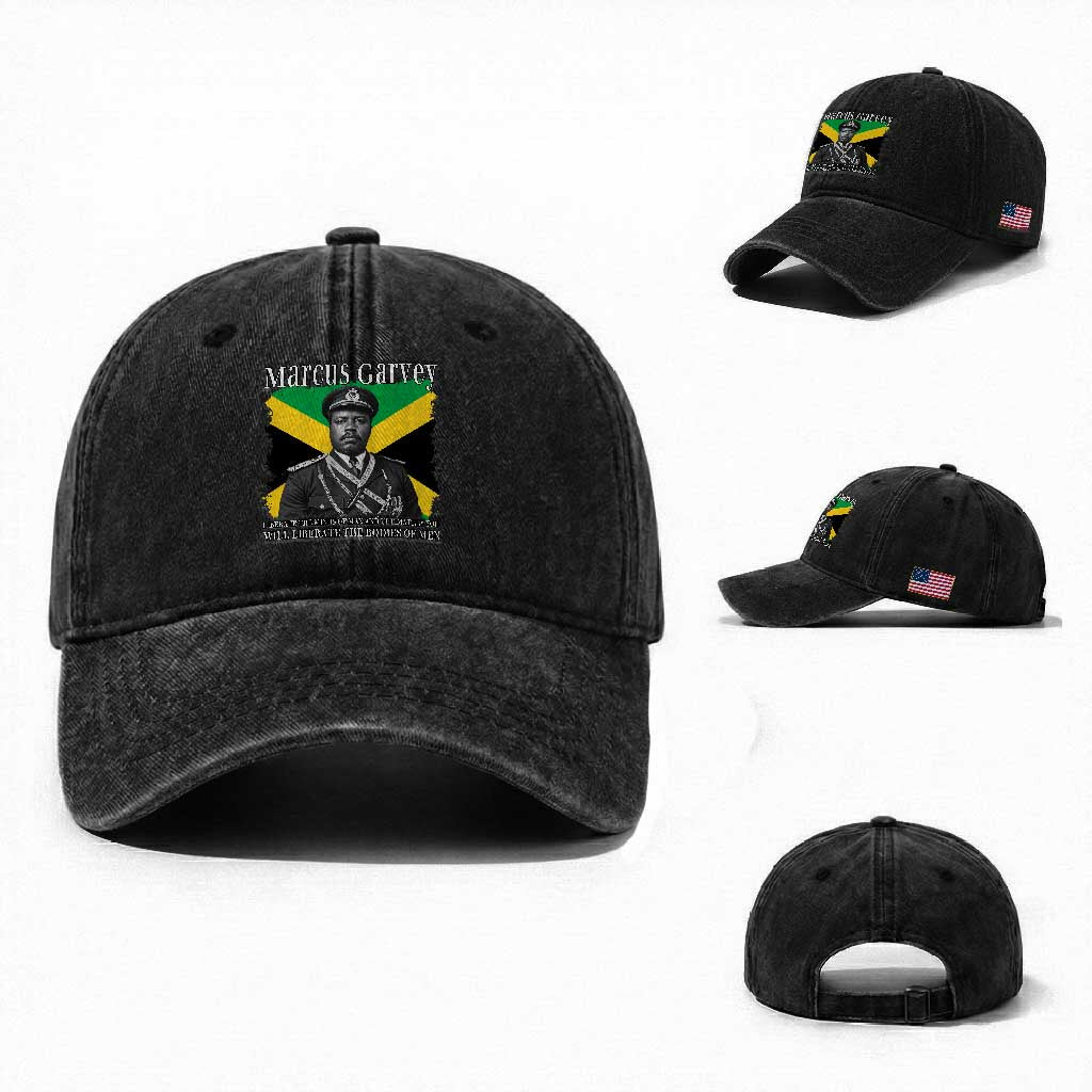 Marcus Garvey Liberation Quote Washed Cotton Baseball Cap Liberate The Minds Of Men TS12 Washed Cap Universal Fit Black Print Your Wear