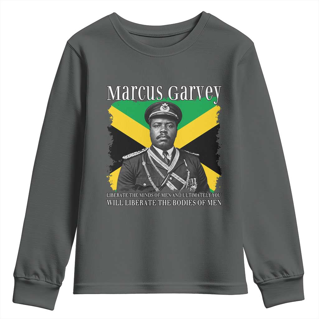 Marcus Garvey Liberation Quote Youth Sweatshirt Liberate The Minds Of Men TS12 Dark Heather Print Your Wear
