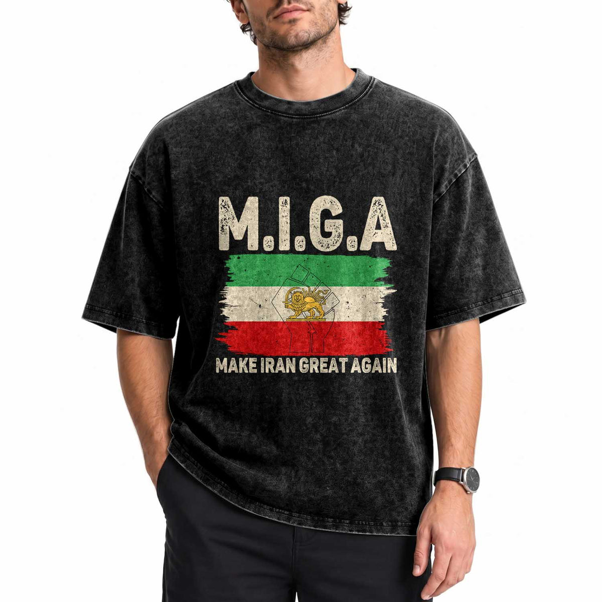Make Iran Great Again Washed Cotton T-Shirt Iran 2026 Resistance