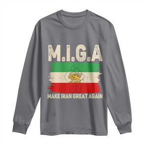 Make Iran Great Again Long Sleeve Shirt Iran 2026 Resistance TS12 Charcoal Print Your Wear