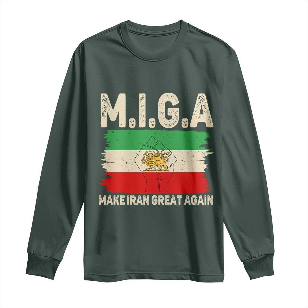 Make Iran Great Again Long Sleeve Shirt Iran 2026 Resistance TS12 Dark Forest Green Print Your Wear