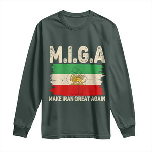 Make Iran Great Again Long Sleeve Shirt Iran 2026 Resistance TS12 Dark Forest Green Print Your Wear