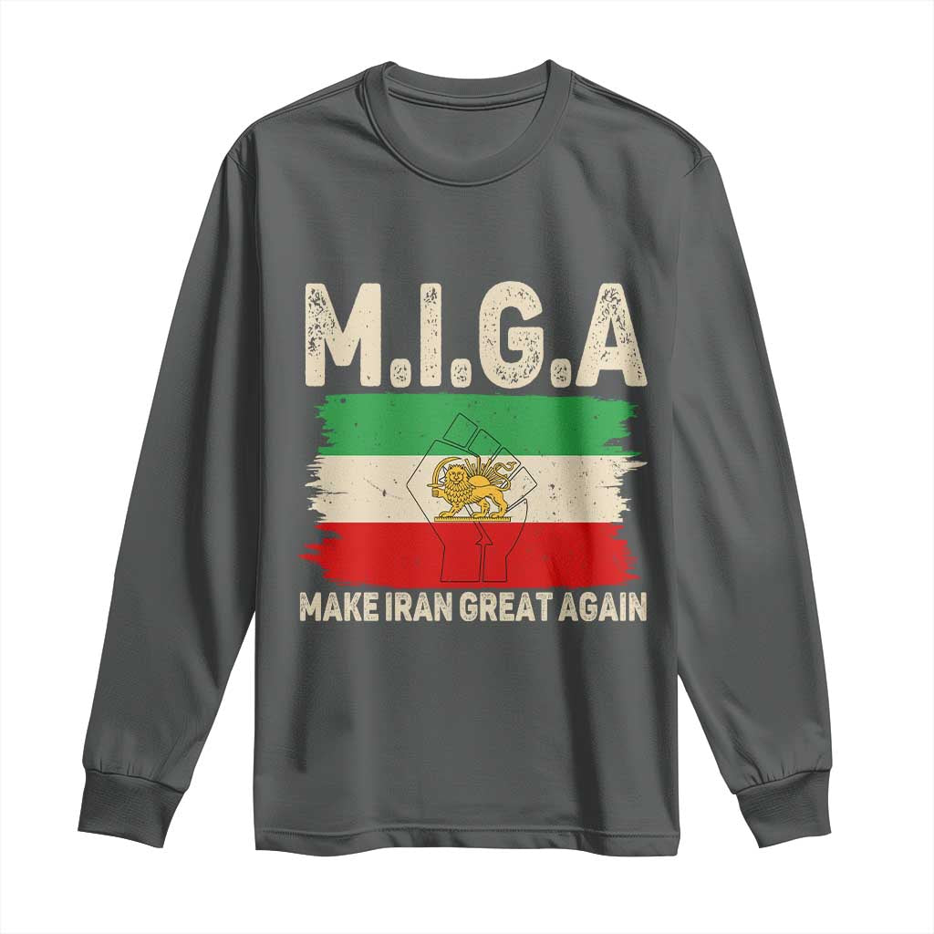 Make Iran Great Again Long Sleeve Shirt Iran 2026 Resistance TS12 Dark Heather Print Your Wear