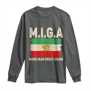 Make Iran Great Again Long Sleeve Shirt Iran 2026 Resistance TS12 Dark Heather Print Your Wear