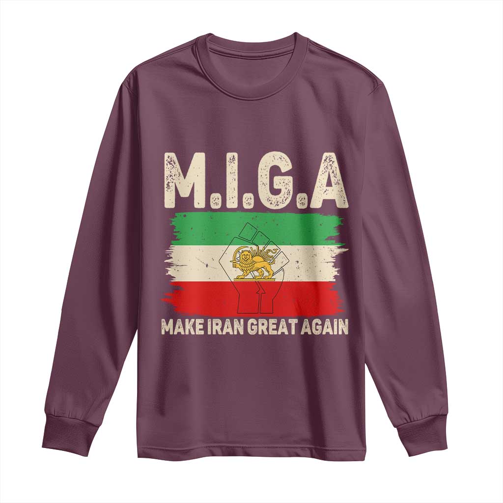 Make Iran Great Again Long Sleeve Shirt Iran 2026 Resistance TS12 Maroon Print Your Wear