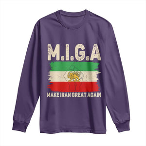 Make Iran Great Again Long Sleeve Shirt Iran 2026 Resistance TS12 Purple Print Your Wear