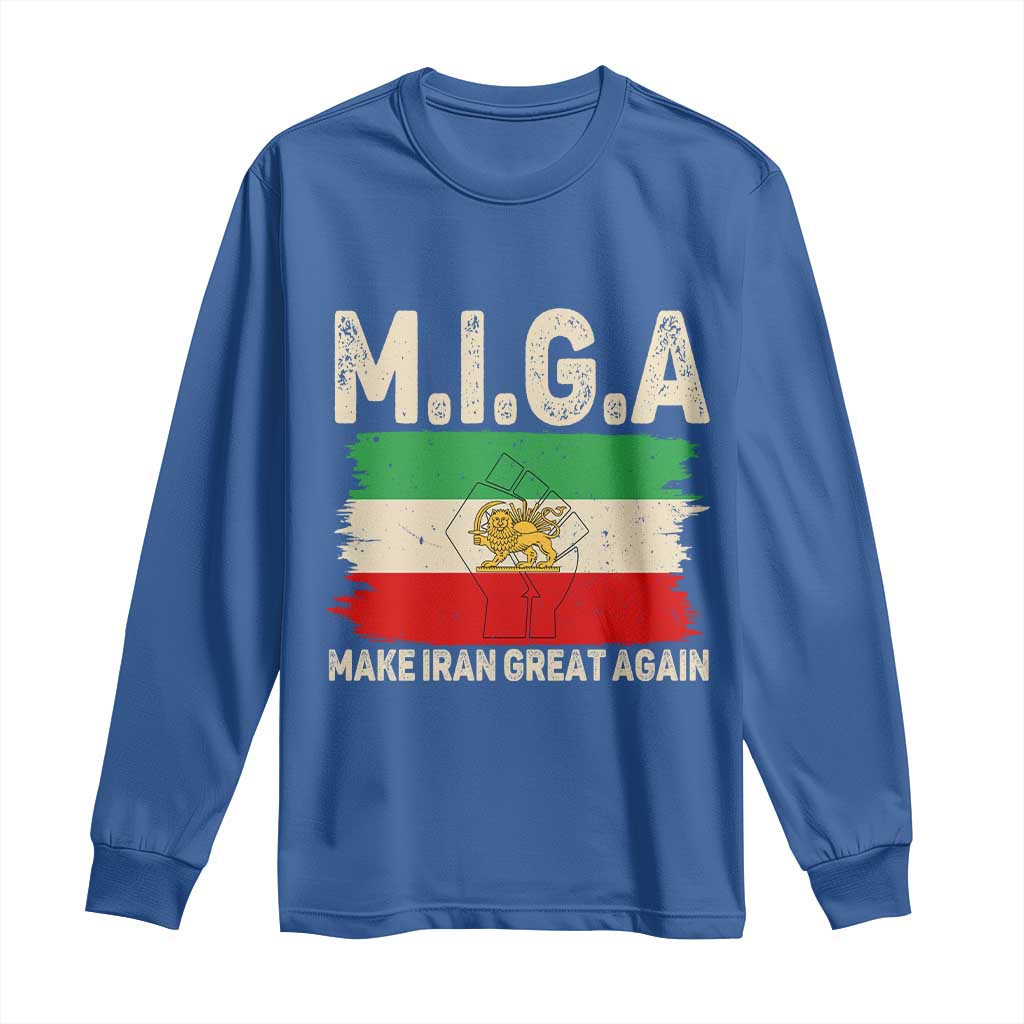 Make Iran Great Again Long Sleeve Shirt Iran 2026 Resistance TS12 Royal Blue Print Your Wear