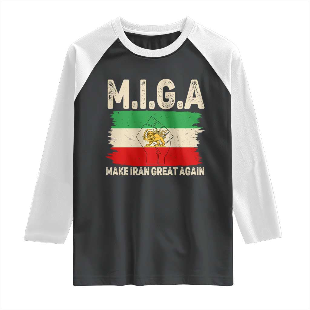 Make Iran Great Again Raglan Shirt Iran 2026 Resistance TS12 Black White Print Your Wear