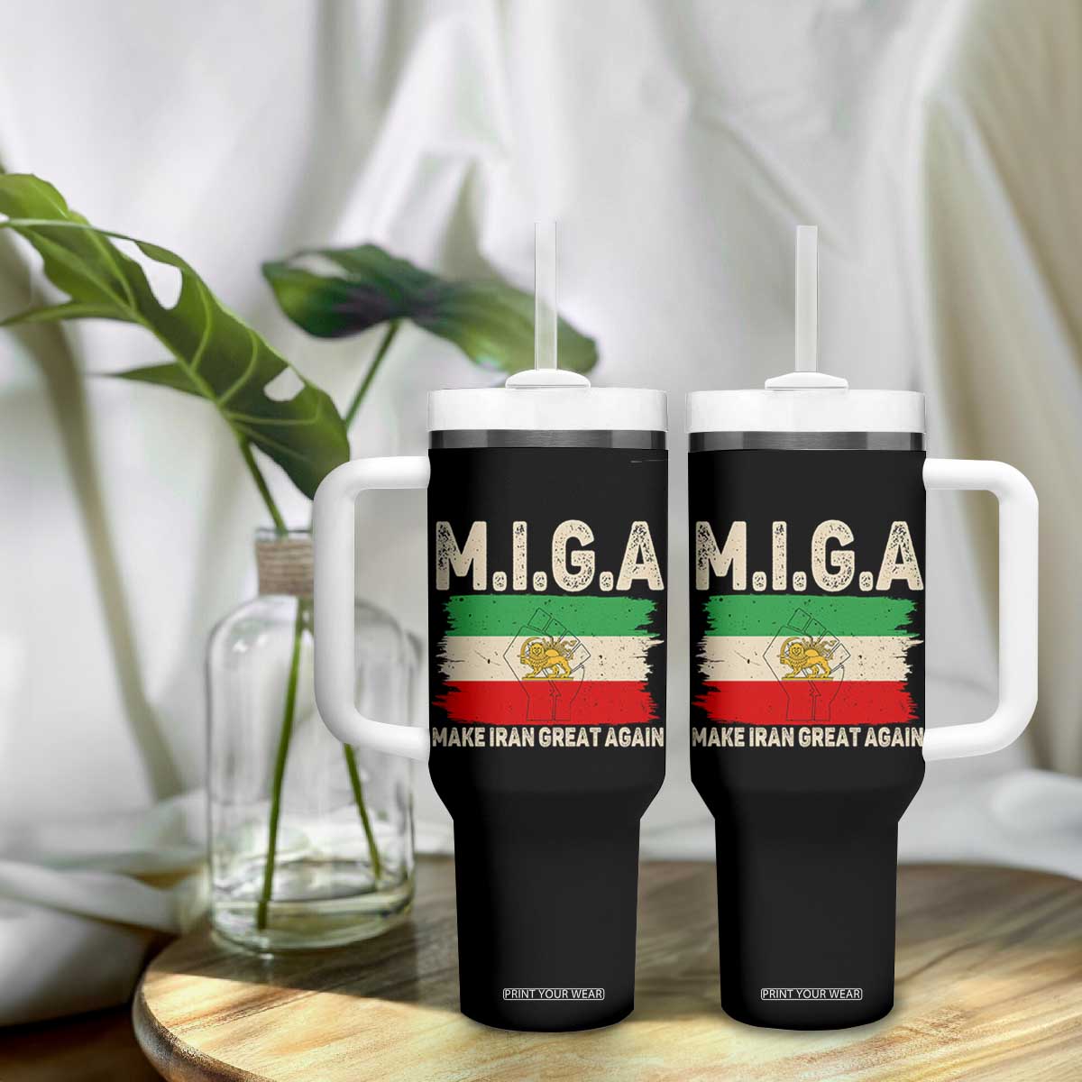 Make Iran Great Again Tumbler With Handle Iran 2026 Resistance TS12 Print Your Wear