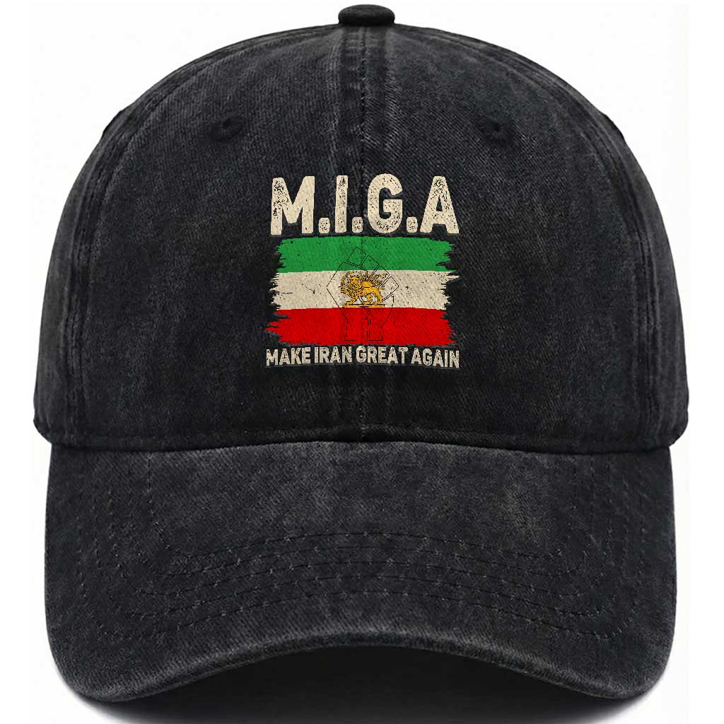 Make Iran Great Again Washed Cotton Baseball Cap Iran 2026 Resistance TS12 Print Your Wear