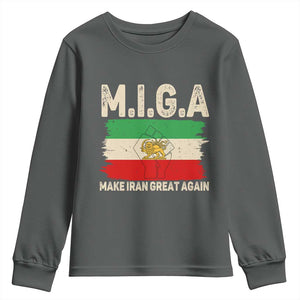 Make Iran Great Again Youth Sweatshirt Iran 2026 Resistance TS12 Dark Heather Print Your Wear
