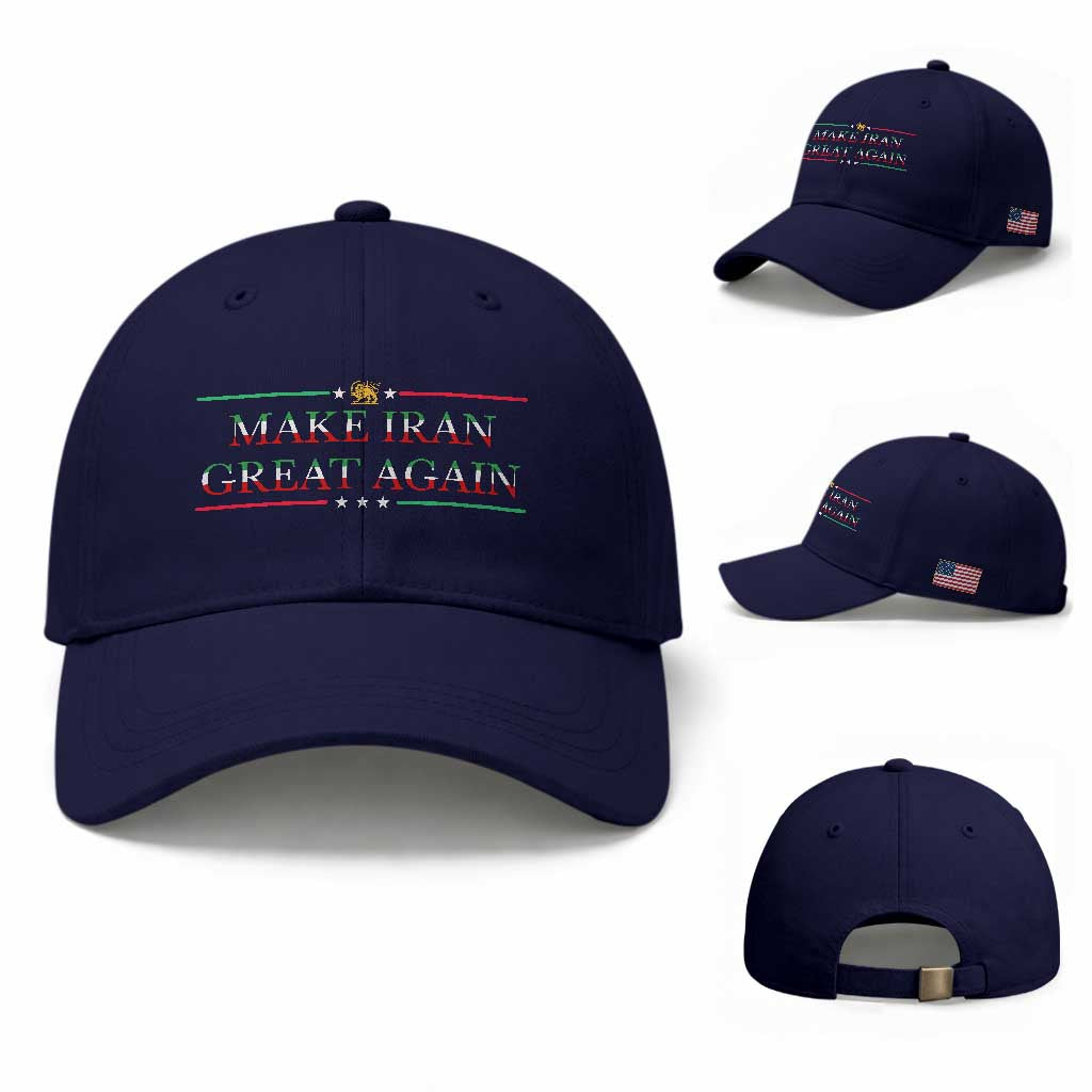 Make Iran Great Again Baseball Cap Patriotic Iranian Gift TS12 Baseball Cap Universal Fit Dark Blue Print Your Wear