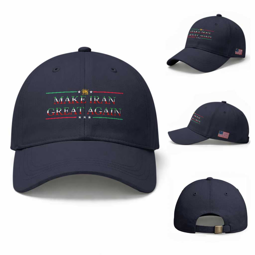 Make Iran Great Again Baseball Cap Patriotic Iranian Gift TS12 Baseball Cap Universal Fit Navy Print Your Wear
