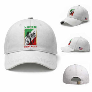 Make Iran Great Again Baseball Cap Patriotic Iranian Heritage Gift TS12 Baseball Cap Universal Fit White Print Your Wear