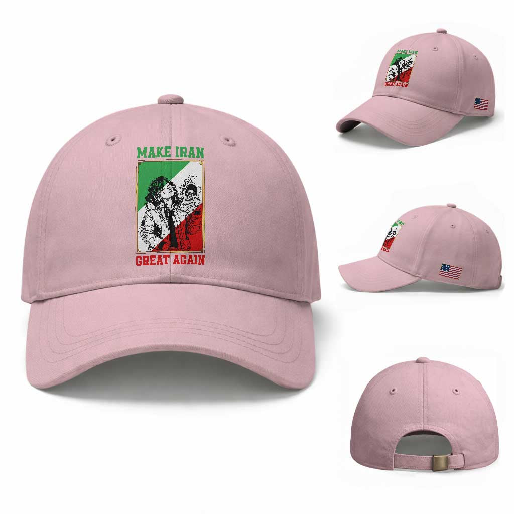 Make Iran Great Again Baseball Cap Patriotic Iranian Heritage Gift TS12 Baseball Cap Universal Fit Light Pink Print Your Wear