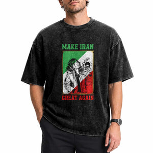 Make Iran Great Again Washed Cotton T-Shirt Patriotic Iranian Heritage Gift