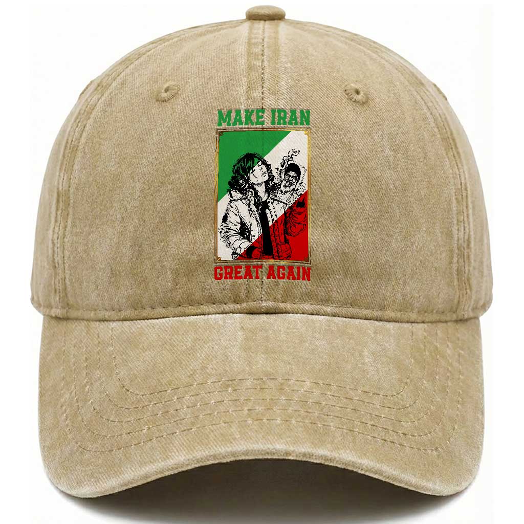 Make Iran Great Again Washed Cotton Baseball Cap Patriotic Iranian Heritage Gift TS12 Print Your Wear