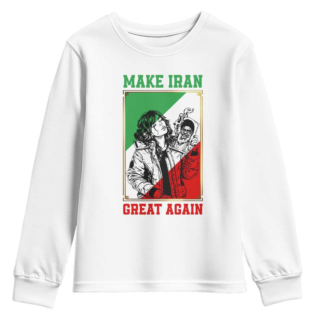 Make Iran Great Again Youth Sweatshirt Patriotic Iranian Heritage Gift TS12 White Print Your Wear
