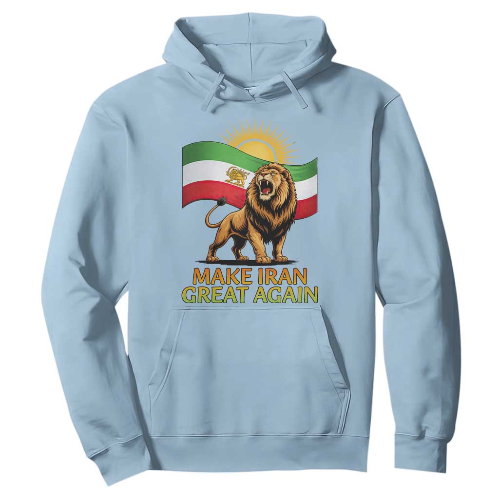 Patriotic Iranian Pride Gift Hoodie Make Iran Great Again TS12 Light Blue Print Your Wear