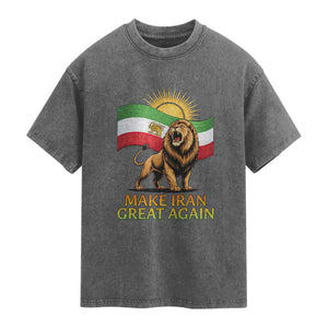 Patriotic Iranian Pride Gift Washed Cotton T-Shirt Make Iran Great Again
