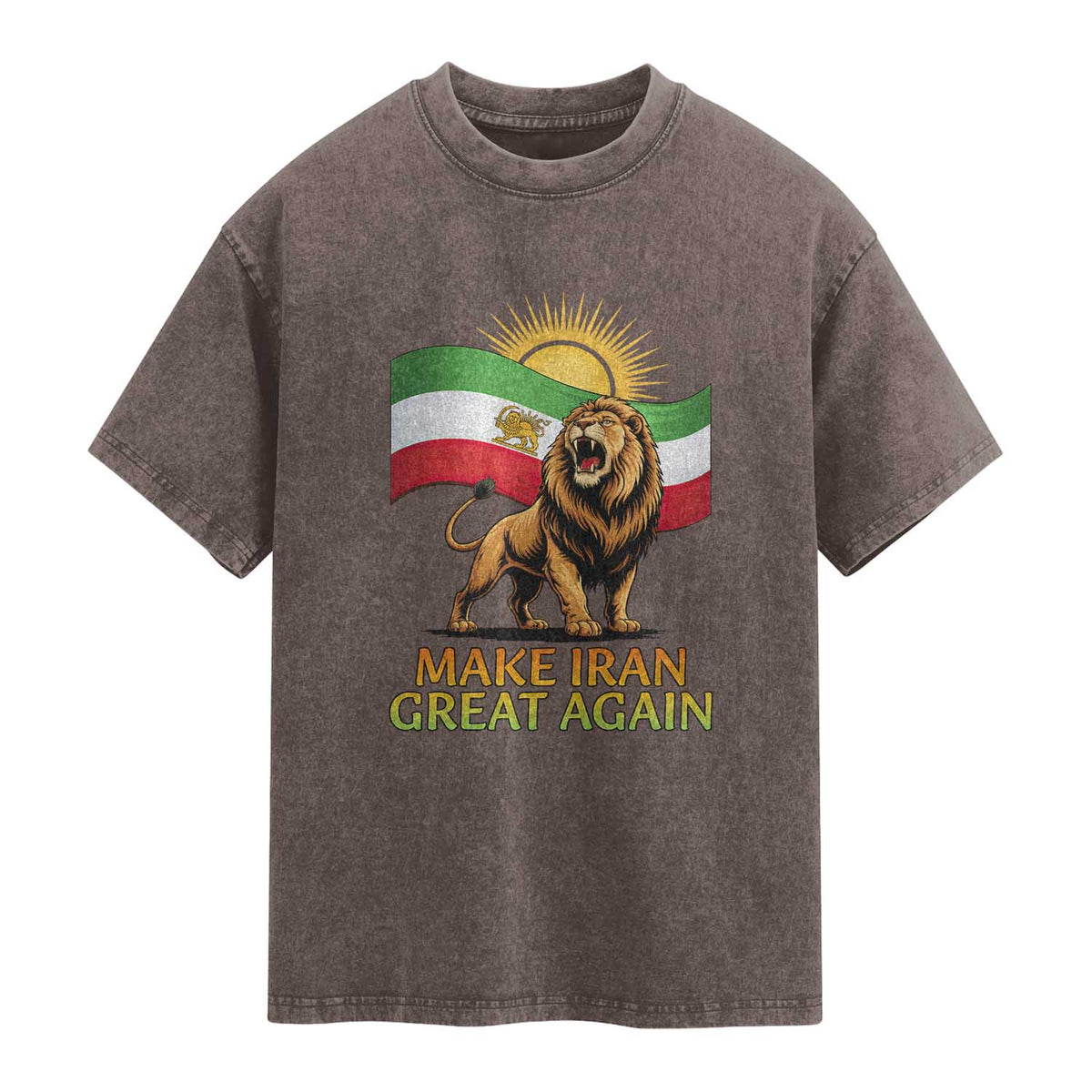Patriotic Iranian Pride Gift Washed Cotton T-Shirt Make Iran Great Again