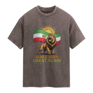 Patriotic Iranian Pride Gift Washed Cotton T-Shirt Make Iran Great Again