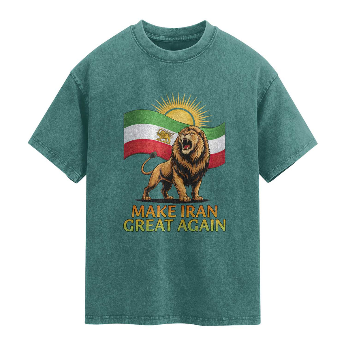 Patriotic Iranian Pride Gift Washed Cotton T-Shirt Make Iran Great Again