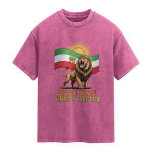 Patriotic Iranian Pride Gift Washed Cotton T-Shirt Make Iran Great Again