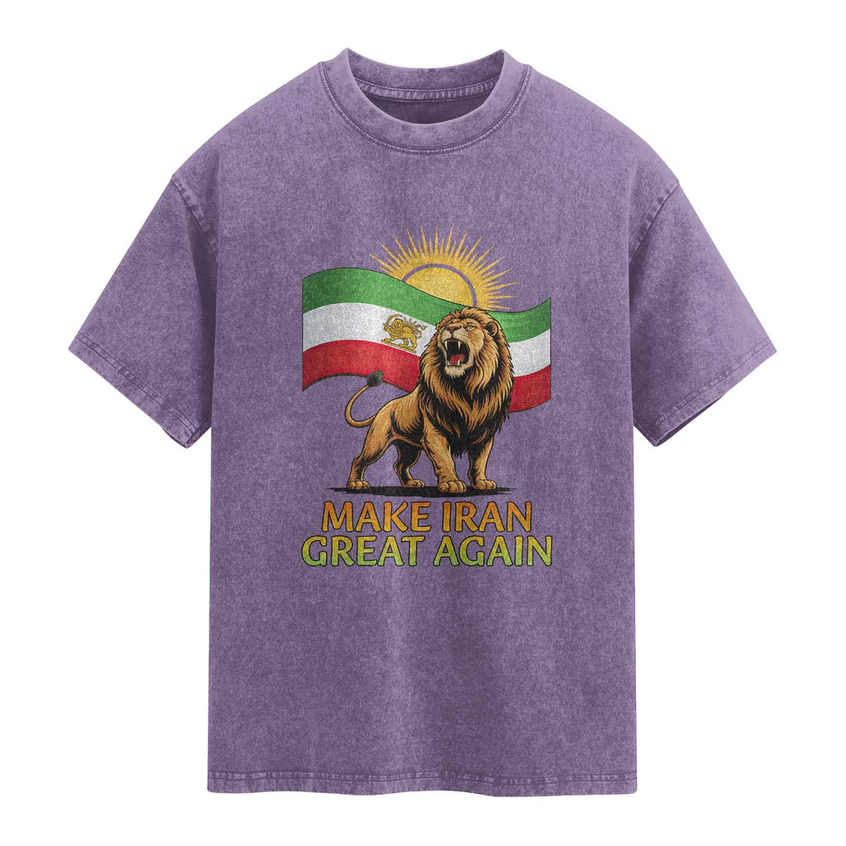Patriotic Iranian Pride Gift Washed Cotton T-Shirt Make Iran Great Again