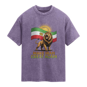 Patriotic Iranian Pride Gift Washed Cotton T-Shirt Make Iran Great Again