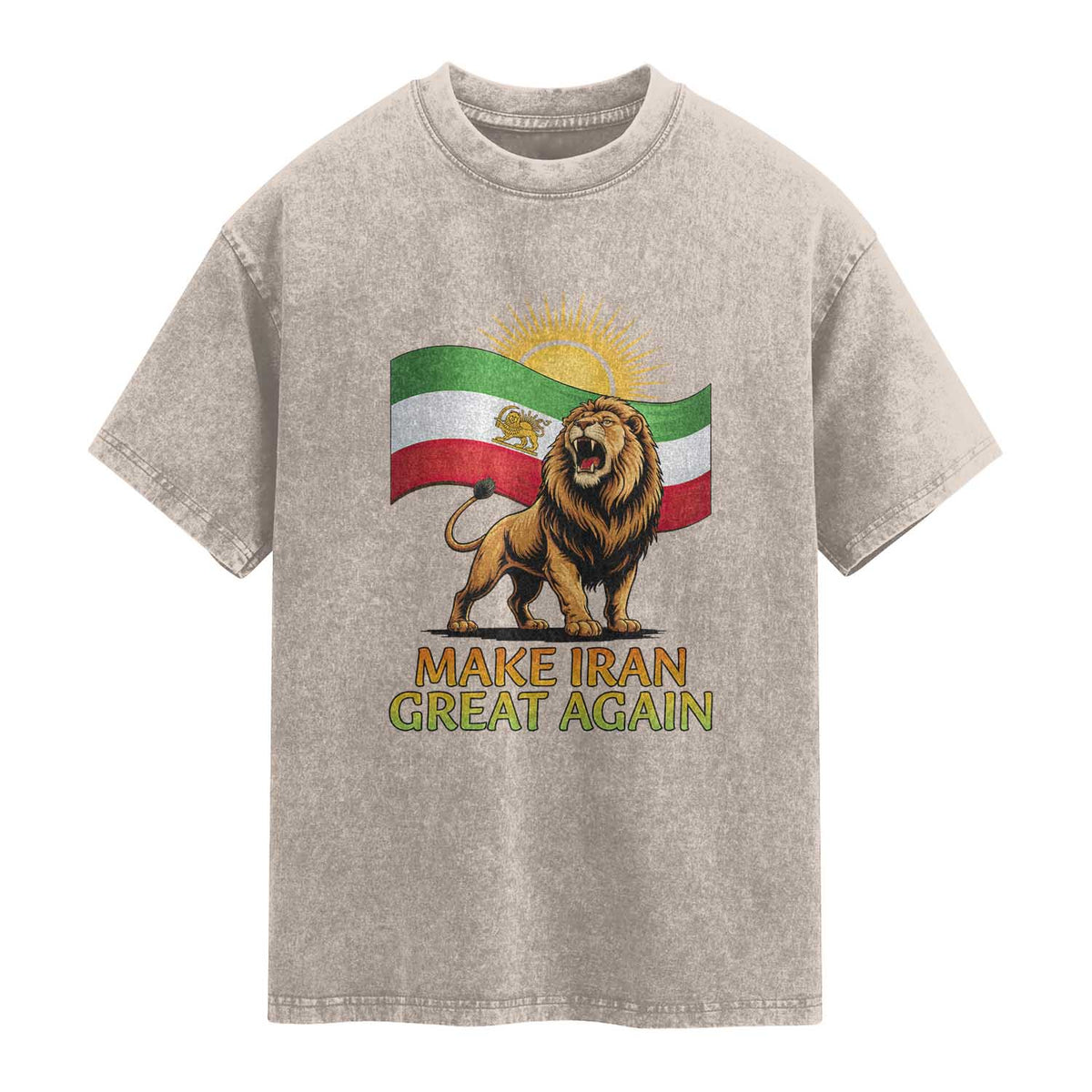 Patriotic Iranian Pride Gift Washed Cotton T-Shirt Make Iran Great Again