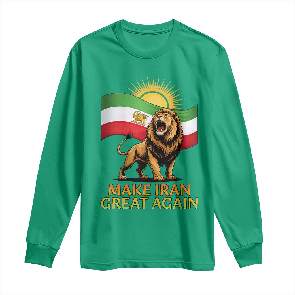 Patriotic Iranian Pride Gift Long Sleeve Shirt Make Iran Great Again TS12 Irish Green Print Your Wear