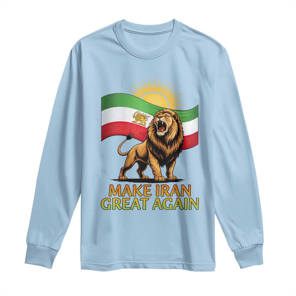 Patriotic Iranian Pride Gift Long Sleeve Shirt Make Iran Great Again TS12 Light Blue Print Your Wear