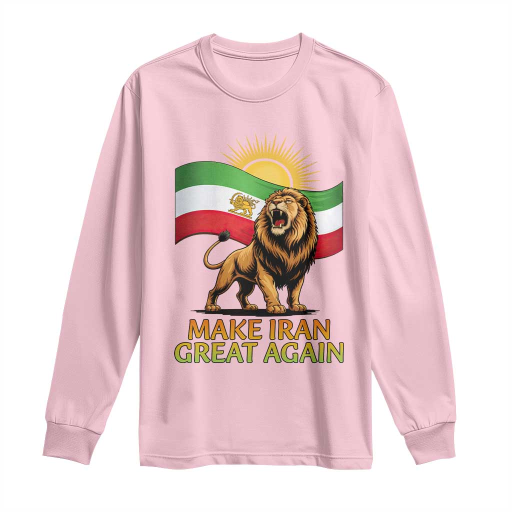 Patriotic Iranian Pride Gift Long Sleeve Shirt Make Iran Great Again TS12 Light Pink Print Your Wear