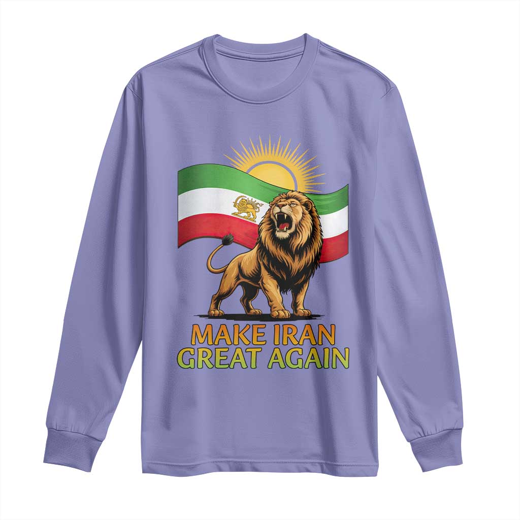 Patriotic Iranian Pride Gift Long Sleeve Shirt Make Iran Great Again TS12 Violet Print Your Wear