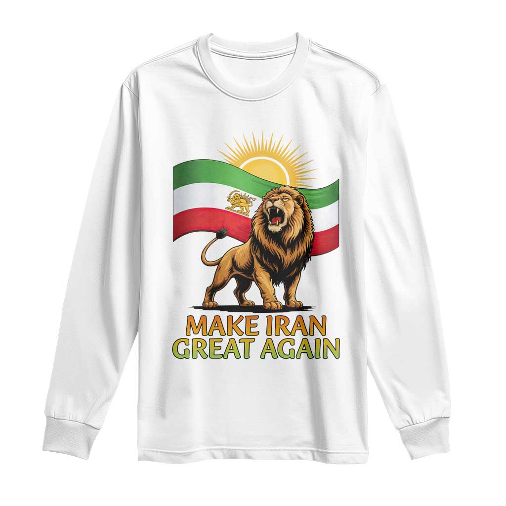 Patriotic Iranian Pride Gift Long Sleeve Shirt Make Iran Great Again TS12 White Print Your Wear