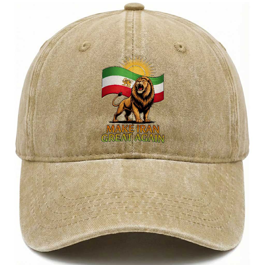 Patriotic Iranian Pride Gift Washed Cotton Baseball Cap Make Iran Great Again TS12 Print Your Wear