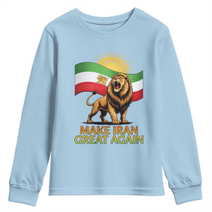 Patriotic Iranian Pride Gift Youth Sweatshirt Make Iran Great Again TS12 Light Blue Print Your Wear