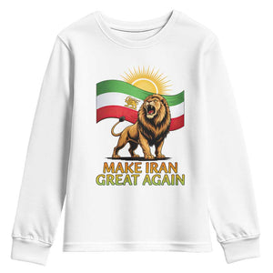 Patriotic Iranian Pride Gift Youth Sweatshirt Make Iran Great Again TS12 White Print Your Wear